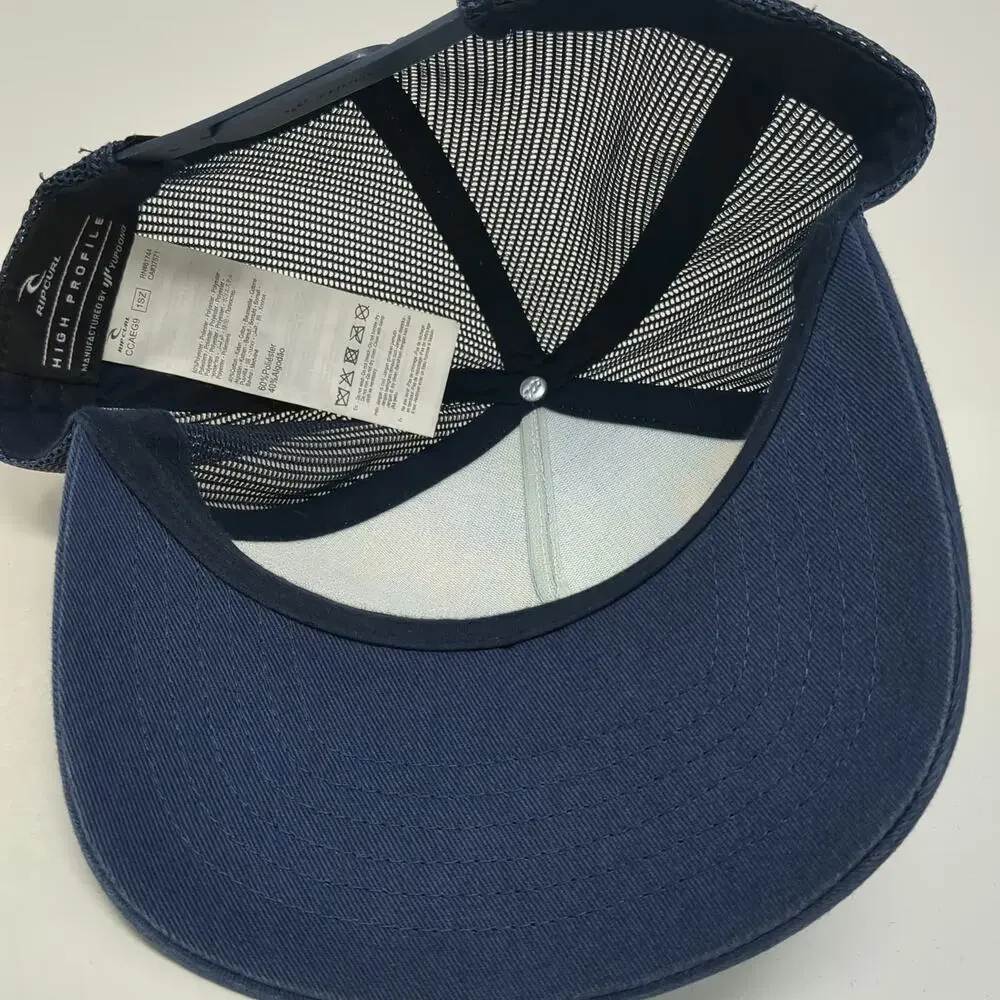 Rip Curl Trucker Hat Blue One Size Snapback Palm Tree Sunset Surf Mesh Back